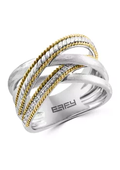 Best Sale 👏 1/10 ct. t.w. Diamond Ring in Sterling Silver and 14K Yellow Gold by Effy® 🔔 -Effy® Sales Shop Belk 2381