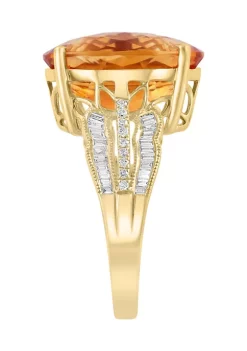 Brand new 🛒 3/8 ct. t.w. Diamond and Citrine Ring in 14K Yellow Gold by Effy® 😍 -Effy® Sales Shop Belk 2383