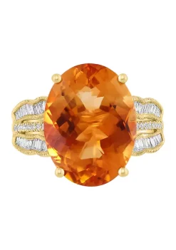 Brand new 🛒 3/8 ct. t.w. Diamond and Citrine Ring in 14K Yellow Gold by Effy® 😍 -Effy® Sales Shop Belk 2384