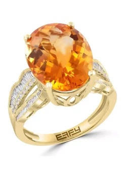 Brand new 🛒 3/8 ct. t.w. Diamond and Citrine Ring in 14K Yellow Gold by Effy® 😍 -Effy® Sales Shop Belk 2386