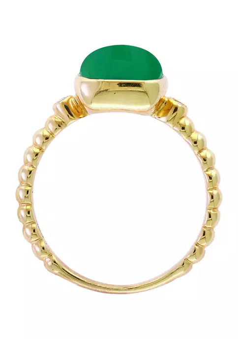 Hot Sale ✔️ 1/10 ct. t.w. Diamond and 3.15 ct. t.w. Green Jade Ring in 14K Yellow Gold by Effy® ✔️ 4 Hot Sale ✔️ 1/10 ct. t.w. Diamond and 3.15 ct. t.w. Green Jade Ring in 14K Yellow Gold by Effy® ✔️ - Image 4