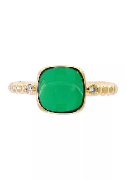 Hot Sale ✔️ 1/10 ct. t.w. Diamond and 3.15 ct. t.w. Green Jade Ring in 14K Yellow Gold by Effy® ✔️ 5 Hot Sale ✔️ 1/10 ct. t.w. Diamond and 3.15 ct. t.w. Green Jade Ring in 14K Yellow Gold by Effy® ✔️ - Image 5