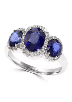 Discount ⌛ 2.85 ct. t.w. Natural Diffused Ceylon Sapphire and 1/3 ct. t.w. Diamond Ring in 14K White Gold by Effy® ✨