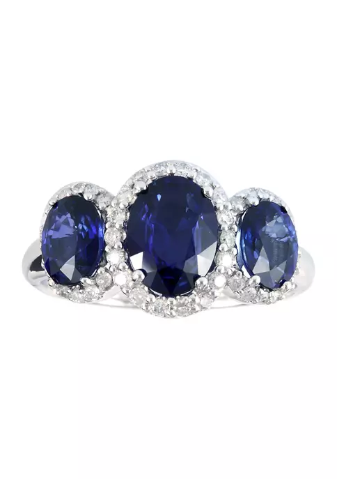 Discount ⌛ 2.85 ct. t.w. Natural Diffused Ceylon Sapphire and 1/3 ct. t.w. Diamond Ring in 14K White Gold by Effy® ✨ 2 Discount ⌛ 2.85 ct. t.w. Natural Diffused Ceylon Sapphire and 1/3 ct. t.w. Diamond Ring in 14K White Gold by Effy® ✨ - Image 2