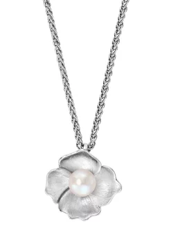 Outlet 🔔 Sterling Silver Freshwater Pearl Flower Pendant Necklace by Effy® ❤️
