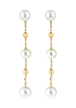 Best Sale 🧨 Freshwater Pearl Drop Earrings in 14K Yellow Gold by Effy® 👏 -Effy® Sales Shop Belk 2420