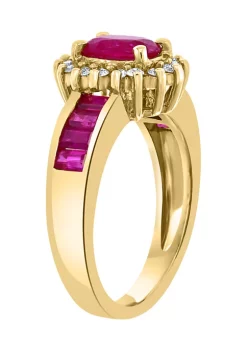 Wholesale 🔔 1/4 ct. t.w. Diamond and 1.94 ct. t.w. Ruby Ring in 14K Yellow Gold by Effy® 🔥 -Effy® Sales Shop Belk 2429