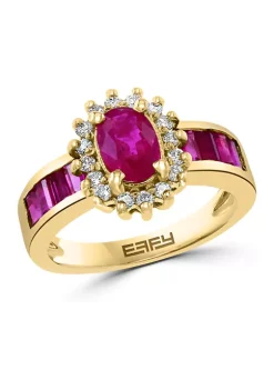 Wholesale 🔔 1/4 ct. t.w. Diamond and 1.94 ct. t.w. Ruby Ring in 14K Yellow Gold by Effy® 🔥 -Effy® Sales Shop Belk 2430