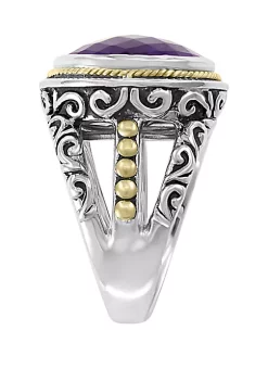 Promo 😀 7.9 ct. t.w. Amethyst Ring in 925 Sterling Silver and 18k Yellow Gold by Effy® 🎁 -Effy® Sales Shop Belk 2439