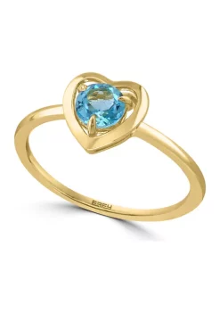 Deals 🎉 925 Gold Plated Silver Blue Topaz Heart Ring by Effy® 😍