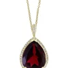 Outlet 🔔 1/5 ct. t.w. Diamond and 7.65 ct. t.w. Garnet Pendant Necklace in 14K Yellow Gold by Effy® 😀