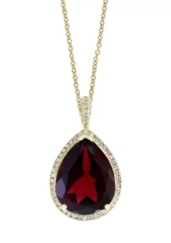 Outlet 🔔 1/5 ct. t.w. Diamond and 7.65 ct. t.w. Garnet Pendant Necklace in 14K Yellow Gold by Effy® 😀 -Effy® Sales Shop Belk 2451