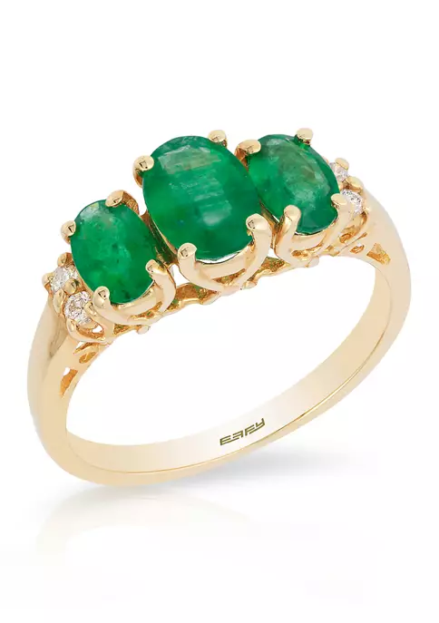 Flash Sale 😀 1/10 ct. t.w. Diamond and 1.62 ct. t.w. Emerald Ring in 14K Yellow Gold by Effy® 🔔 1 Flash Sale 😀 1/10 ct. t.w. Diamond and 1.62 ct. t.w. Emerald Ring in 14K Yellow Gold by Effy® 🔔