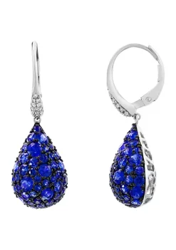 Outlet 😍 1/10 ct. t.w. Diamond and 4.16 ct. t.w. Sapphire Earrings in 14K White Gold by Effy® 🤩