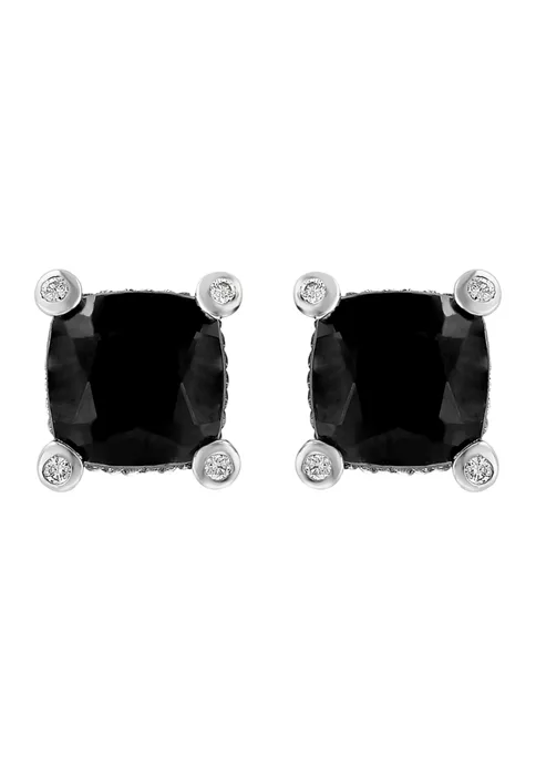 Hot Sale 👏 1/10 ct. t.w. Diamond and 2.78 ct. t.w. Onyx Cable Earrings in Sterling Silver by Effy® 🎉 2 Hot Sale 👏 1/10 ct. t.w. Diamond and 2.78 ct. t.w. Onyx Cable Earrings in Sterling Silver by Effy® 🎉 - Image 2