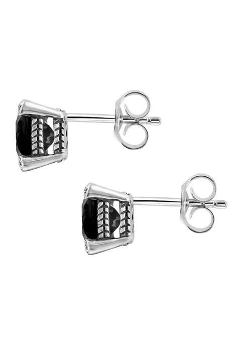 Hot Sale 👏 1/10 ct. t.w. Diamond and 2.78 ct. t.w. Onyx Cable Earrings in Sterling Silver by Effy® 🎉 3 Hot Sale 👏 1/10 ct. t.w. Diamond and 2.78 ct. t.w. Onyx Cable Earrings in Sterling Silver by Effy® 🎉 - Image 3