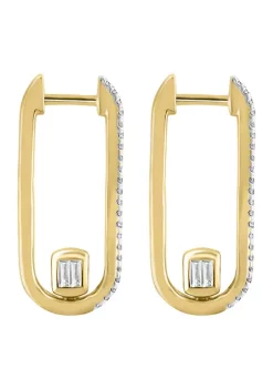 Top 10 😉 1/3 ct. t.w. Diamond Oval Hoop Earrings in 14K Yellow Gold by Effy® 🔔 -Effy® Sales Shop Belk 2479