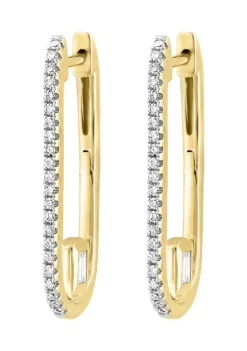Top 10 😉 1/3 ct. t.w. Diamond Oval Hoop Earrings in 14K Yellow Gold by Effy® 🔔 -Effy® Sales Shop Belk 2480