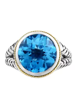 Buy 🧨 7.6 ct. t.w. Blue Topaz Ring in Sterling Silver and 18K Yellow Gold by Effy® 😍