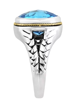 Buy 🧨 7.6 ct. t.w. Blue Topaz Ring in Sterling Silver and 18K Yellow Gold by Effy® 😍 -Effy® Sales Shop Belk 2483