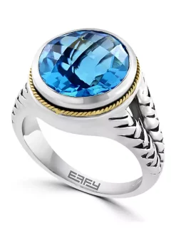 Buy 🧨 7.6 ct. t.w. Blue Topaz Ring in Sterling Silver and 18K Yellow Gold by Effy® 😍 -Effy® Sales Shop Belk 2484