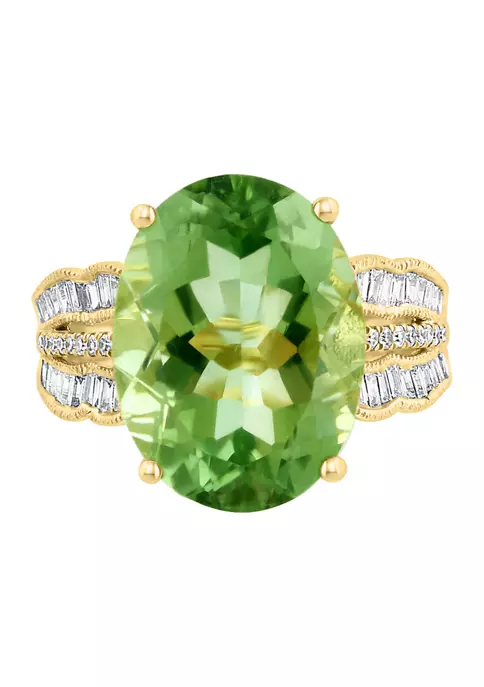 New 😉 3/8 ct. t.w. Diamond and 8.8 ct. t.w. Green Amethyst Ring in 14K Yellow Gold by Effy® 🔔 2 New 😉 3/8 ct. t.w. Diamond and 8.8 ct. t.w. Green Amethyst Ring in 14K Yellow Gold by Effy® 🔔 - Image 2