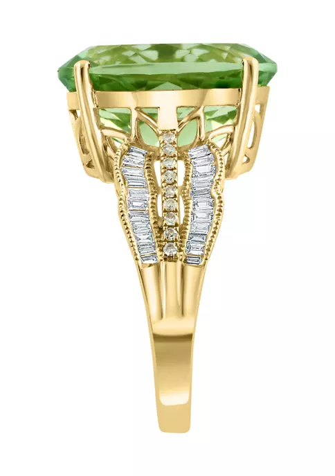 New 😉 3/8 ct. t.w. Diamond and 8.8 ct. t.w. Green Amethyst Ring in 14K Yellow Gold by Effy® 🔔 3 New 😉 3/8 ct. t.w. Diamond and 8.8 ct. t.w. Green Amethyst Ring in 14K Yellow Gold by Effy® 🔔 - Image 3