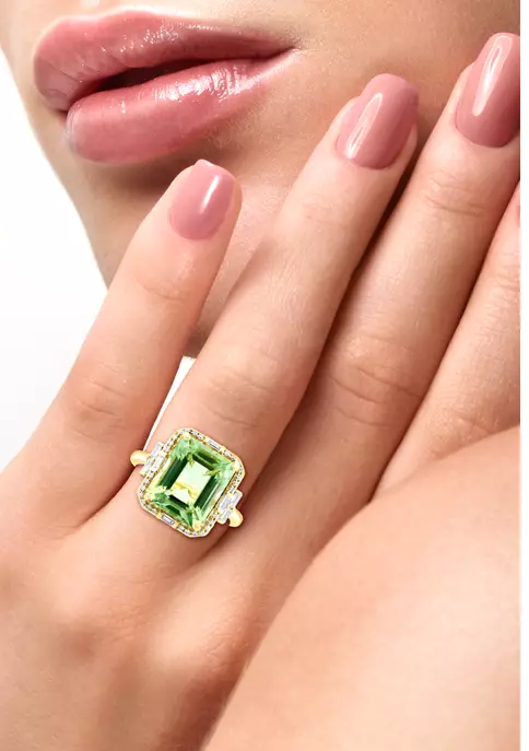 New 😉 3/8 ct. t.w. Diamond and 8.8 ct. t.w. Green Amethyst Ring in 14K Yellow Gold by Effy® 🔔 4 New 😉 3/8 ct. t.w. Diamond and 8.8 ct. t.w. Green Amethyst Ring in 14K Yellow Gold by Effy® 🔔 - Image 4