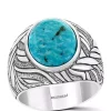 Cheapest ⌛ Men's 3.9 ct. t.w. Turquoise Ring in Sterling Silver by Effy® 😀