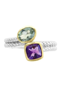 Best Sale 💯 925 Sterling Silver/18k Yellow Gold Amethyst and Green Amethyst Ring by Effy® ⭐ -Effy® Sales Shop Belk 2519