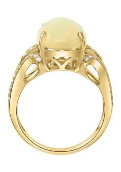 Coupon 😉 14K Yellow Gold 1/4 ct. t.w. Diamond and 4.15 ct. t.w. Ethiopian Opal Ring by Effy® 🧨 -Effy® Sales Shop Belk 2526