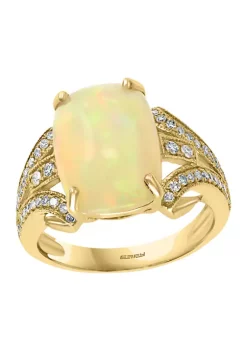Coupon 😉 14K Yellow Gold 1/4 ct. t.w. Diamond and 4.15 ct. t.w. Ethiopian Opal Ring by Effy® 🧨 -Effy® Sales Shop Belk 2528