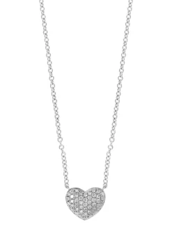 Budget 🌟 1/8 ct. t.w. Diamond Heart Necklace in Sterling Silver by Effy® ✨ -Effy® Sales Shop Belk 2542