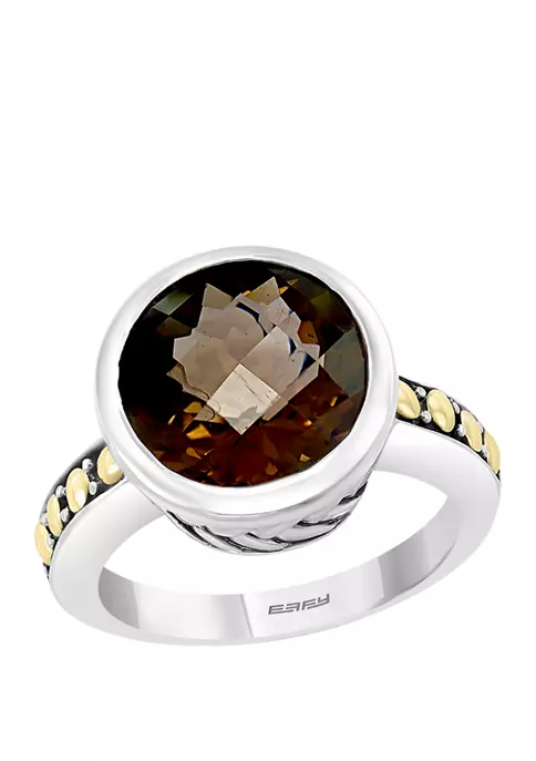 Flash Sale 😀 6.35 ct. t.w. Smoky Quartz Ring in Sterling Silver over 18k Yellow Gold by Effy® 👏 1 Flash Sale 😀 6.35 ct. t.w. Smoky Quartz Ring in Sterling Silver over 18k Yellow Gold by Effy® 👏