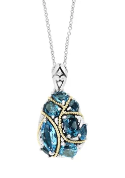 Top 10 👏 Sterling Silver/18K Yellow Gold Blue Topaz and London Blue Topaz Pendant by Effy® ✔️