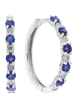 Best Sale ✨ 0.4 ct. t.w. Diamond and 7/8 ct. t.w. Natural Sapphire Earrings in 14k White Gold by Effy® 🤩