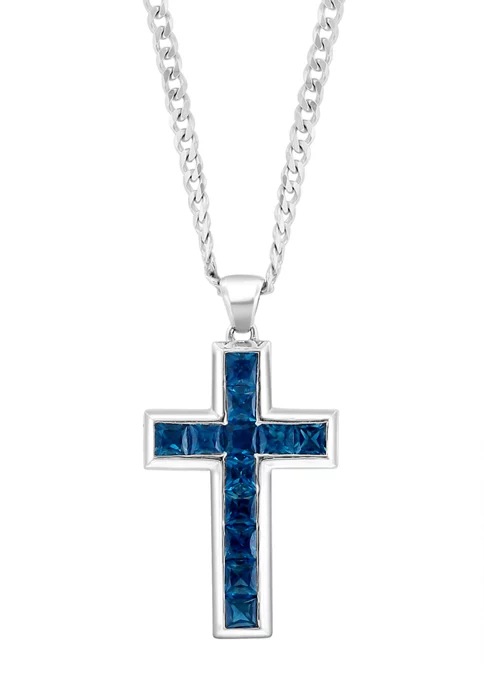 Cheapest 🎁 Men's 925 Sterling Silver London Blue Topaz Cross Necklace by Effy® 🧨 2 Cheapest 🎁 Men's 925 Sterling Silver London Blue Topaz Cross Necklace by Effy® 🧨 - Image 2