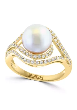Hot Sale 👏 14K Yellow Gold Diamond Freshwater Pearl Ring by Effy® 😍 -Effy® Sales Shop Belk 2577