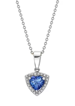 Promo ✔️ 3/4 ct. t.w. Tanzanite and 1/10 ct. t.w. Diamond Pendant Necklace in 14K White Gold by Effy® 🎉