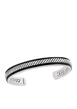 Promo 👏 Men's Sterling Silver Leather Bracelet by Effy® ✔️