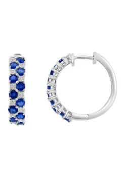 Coupon ❤️ Diamond and Natural Sapphire Earrings in Sterling Silver by Effy® 😉