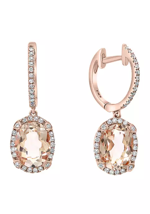 Promo ✔️ 1/3 ct. t.w. Diamond and 3.55 ct. t.w. Morganite Earrings in 14K Rose Gold by Effy® 😍 2 Promo ✔️ 1/3 ct. t.w. Diamond and 3.55 ct. t.w. Morganite Earrings in 14K Rose Gold by Effy® 😍 - Image 2