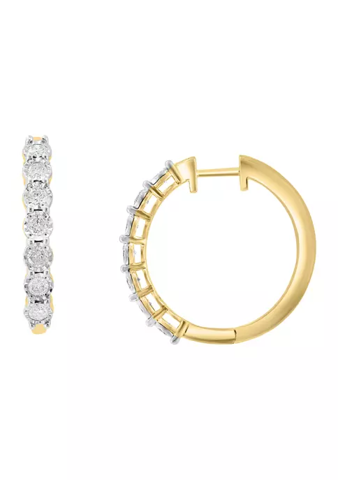 Hot Sale 🔥 1 ct. t.w. Diamond Earrings in 14K Gold Plated Sterling Silver by Effy® 😉 2 Hot Sale 🔥 1 ct. t.w. Diamond Earrings in 14K Gold Plated Sterling Silver by Effy® 😉 - Image 2