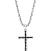 Flash Sale 👏 Men's 7/8 ct. t.w. Black Spinel Cross Pendant Necklace in Sterling Silver by Effy® 💯