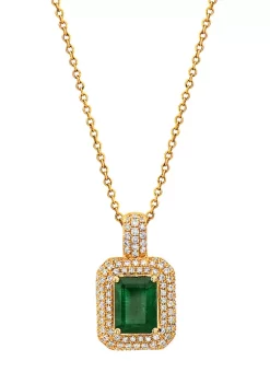 Flash Sale 🥰 1.42 ct. t.w. Emerald and 3/8 ct. t.w. Diamond Necklace in 14k Yellow Gold by Effy® 😍