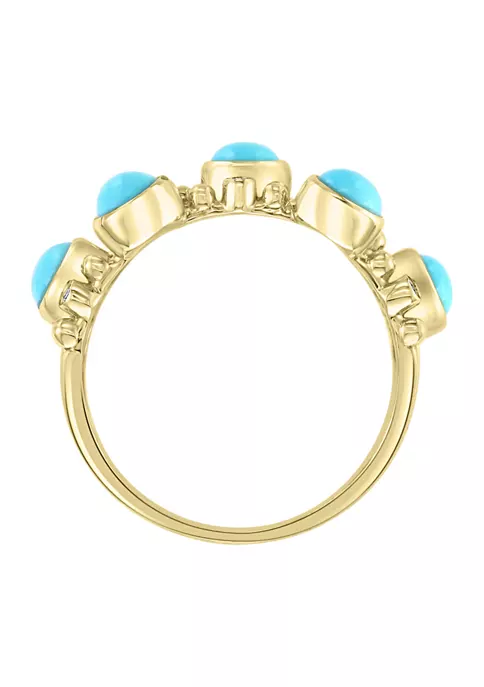 Top 10 👏 1/10 ct. t.w. Diamond and 1.65 ct. t.w. Turquoise Ring in 14K Yellow Gold by Effy® 🧨 3 Top 10 👏 1/10 ct. t.w. Diamond and 1.65 ct. t.w. Turquoise Ring in 14K Yellow Gold by Effy® 🧨 - Image 3