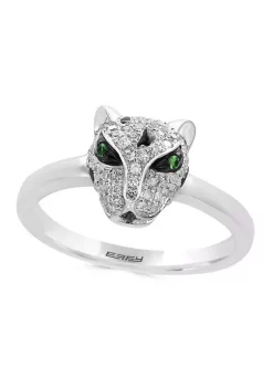 Best Pirce 👏 1/4 ct. t.w. Diamond and 1/10 ct. t.w. Tsavorite Ring in 14K White Gold by Effy® ✔️
