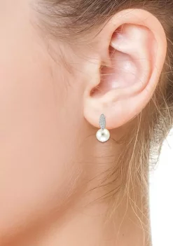 New 💯 White Topaz and Freshwater Pearl Huggie Drop Earrings in Sterling Silver by Effy® 😀 6 New 💯 White Topaz and Freshwater Pearl Huggie Drop Earrings in Sterling Silver by Effy® 😀 -Effy® Sales Shop Belk 2692