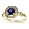 Buy 👍 1/4 ct. t.w. Diamond and 1 ct. t.w. Natural Diffused Ceylon Sapphire Ring in 14K Yellow Gold by Effy® 🔔