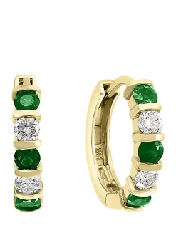 Top 10 😀 3/8 ct. t.w. Diamond and 5/8 ct. t.w. Natural Emerald Earrings in 14k Yellow Gold by Effy® 🔥